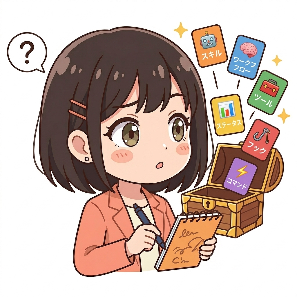 awesome-claude-codeの6つのカテゴリ：スキル・ワークフロー・ツール・ステータス・フック・コマンド